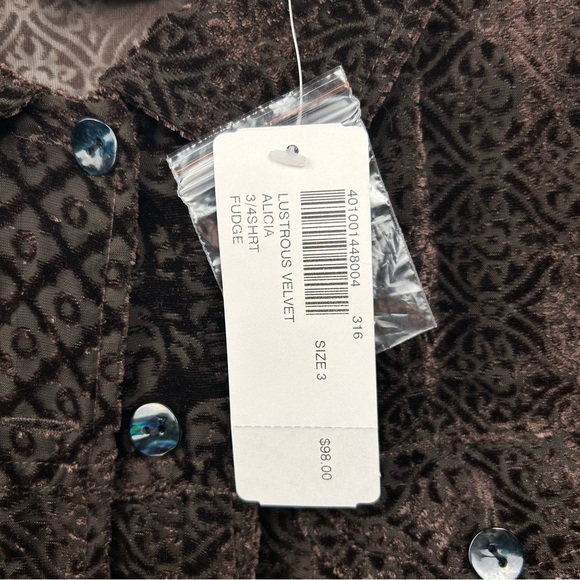 Chico's Rich Brown Patterned Blouse - Picture 4 of 7